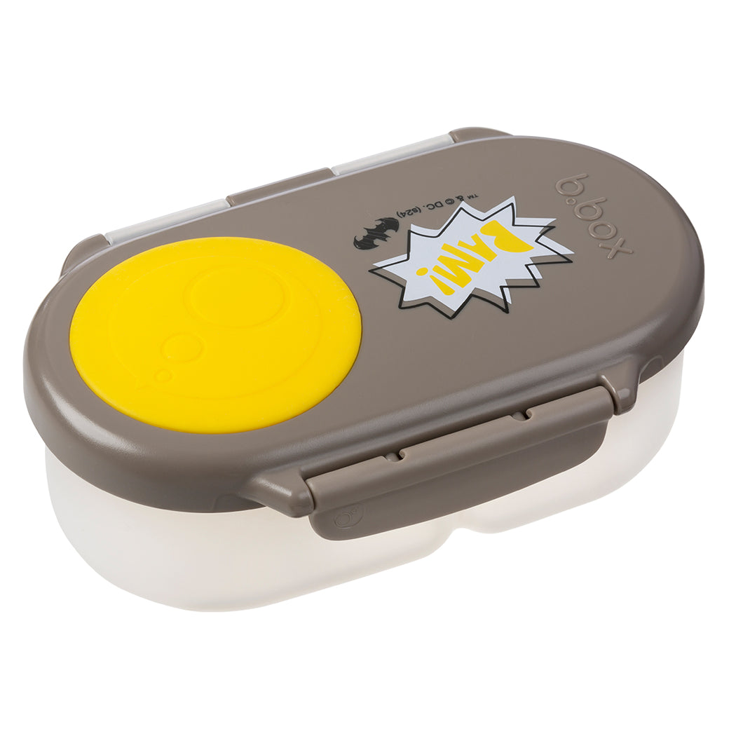 Bento box with yellow lid and gray body on a white background