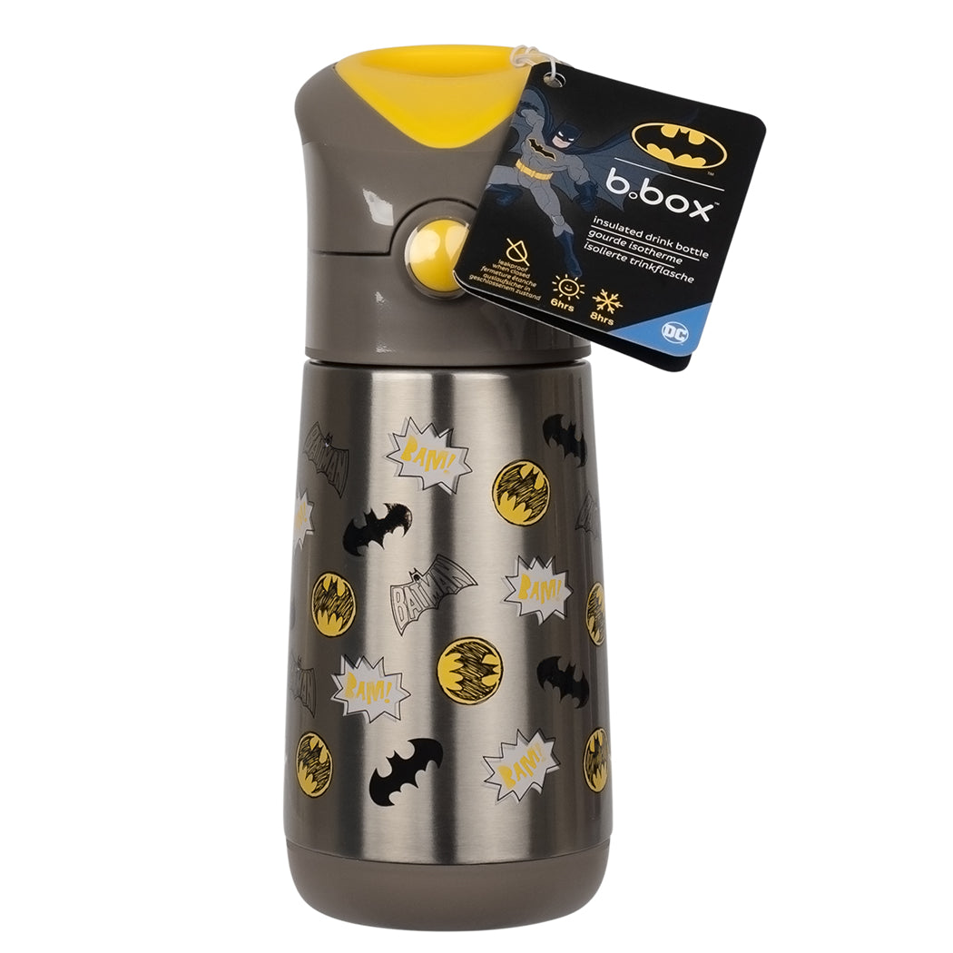 Children's thermos with Batman-themed design and b.box branding