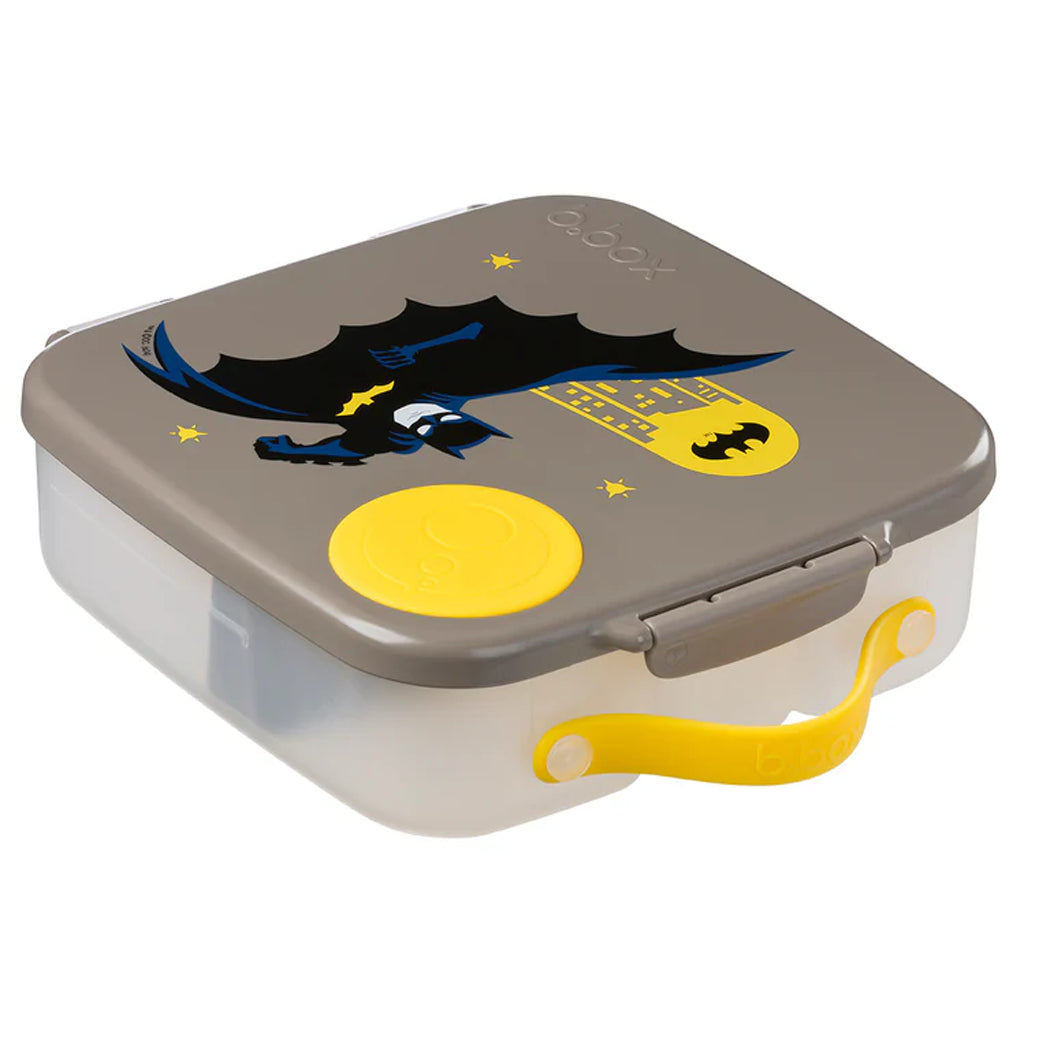 Children's lunch box with bat design on a white background
