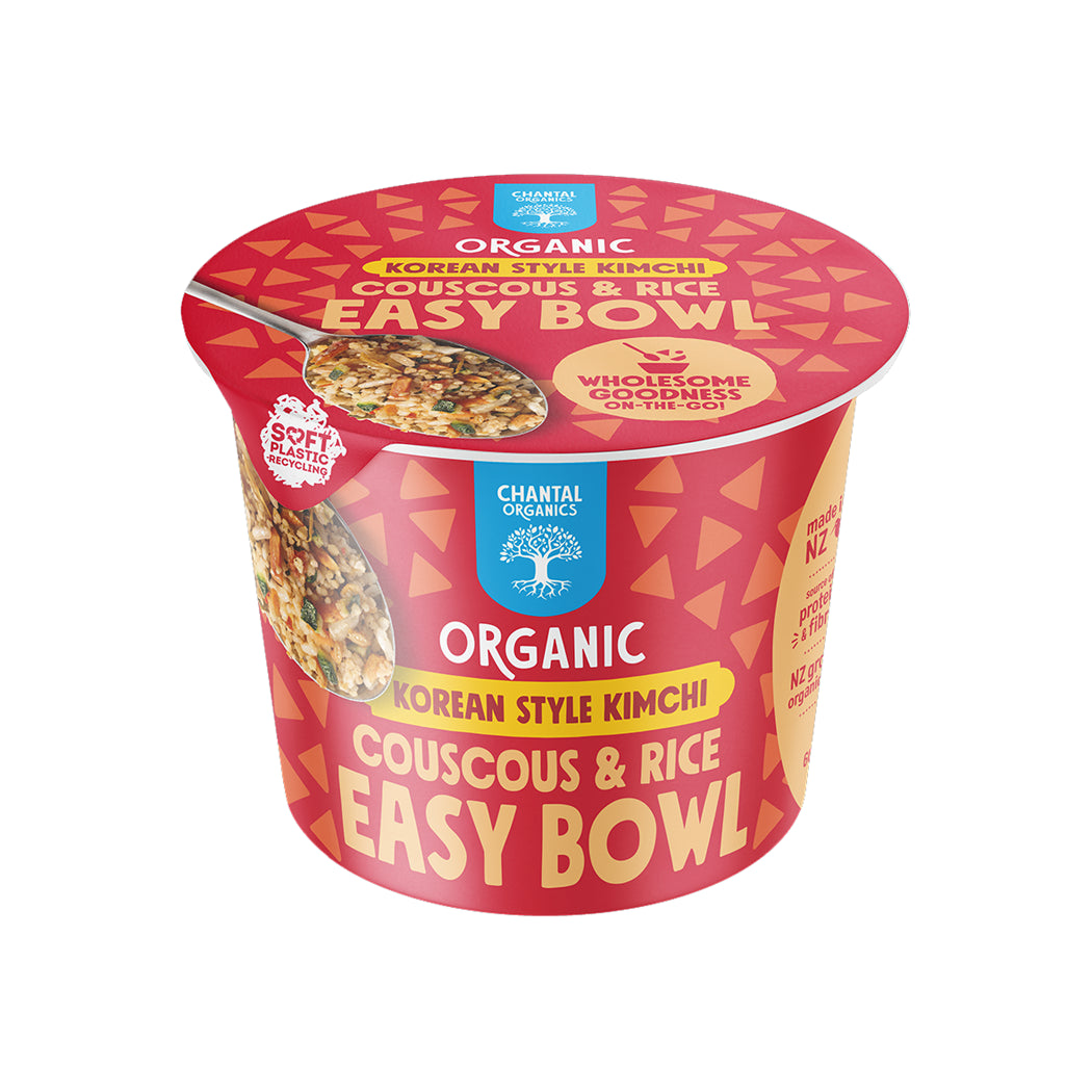 Chantal Organic Korean Style Kimchi Couscous & Rice Easy Bowl packaging on a white background