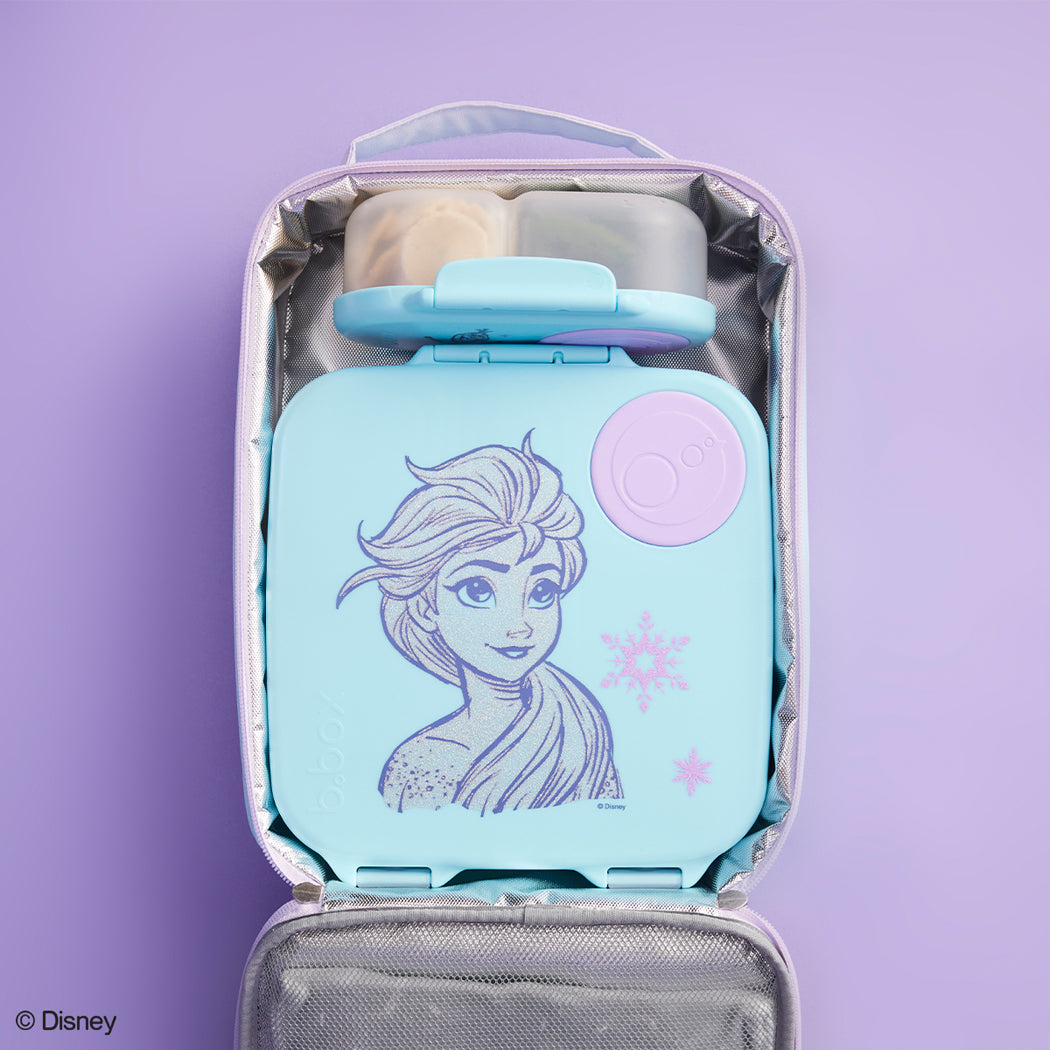 Portable handwarmer with Elsa design on a purple background