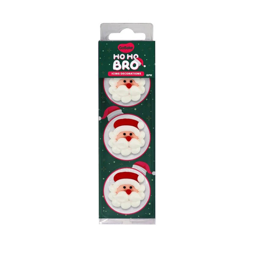 Pack of Christmas-themed decorations with Santa Claus design on a green background