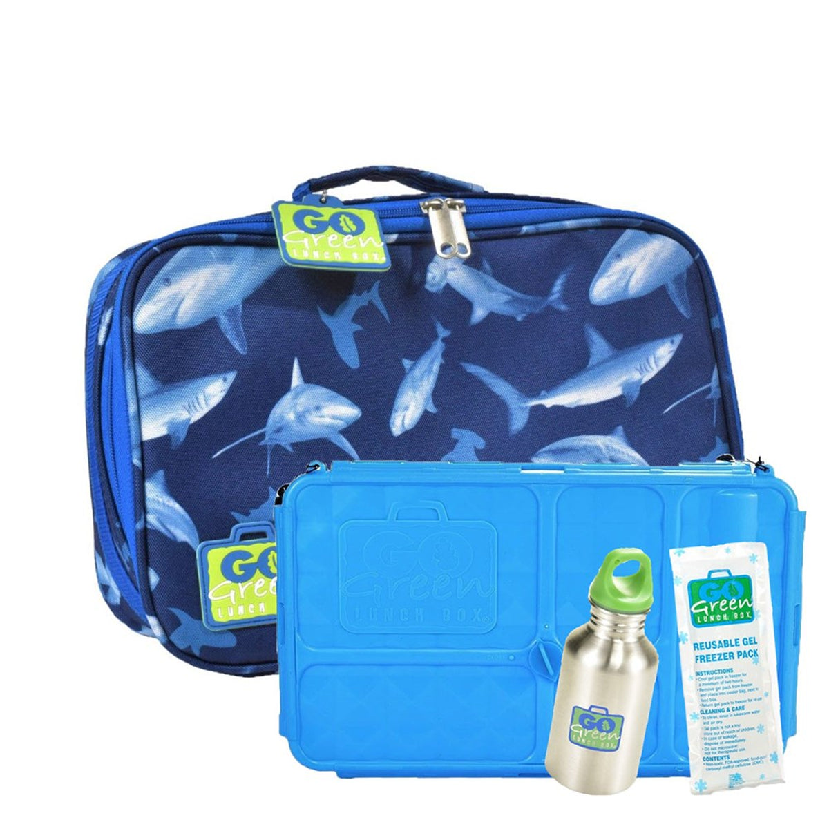 Go Green Lunchbox Set, Shark Frenzy - Healthy Snacks NZ