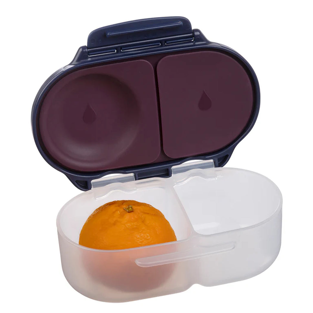 Portable fruit container with an orange inside on a white background