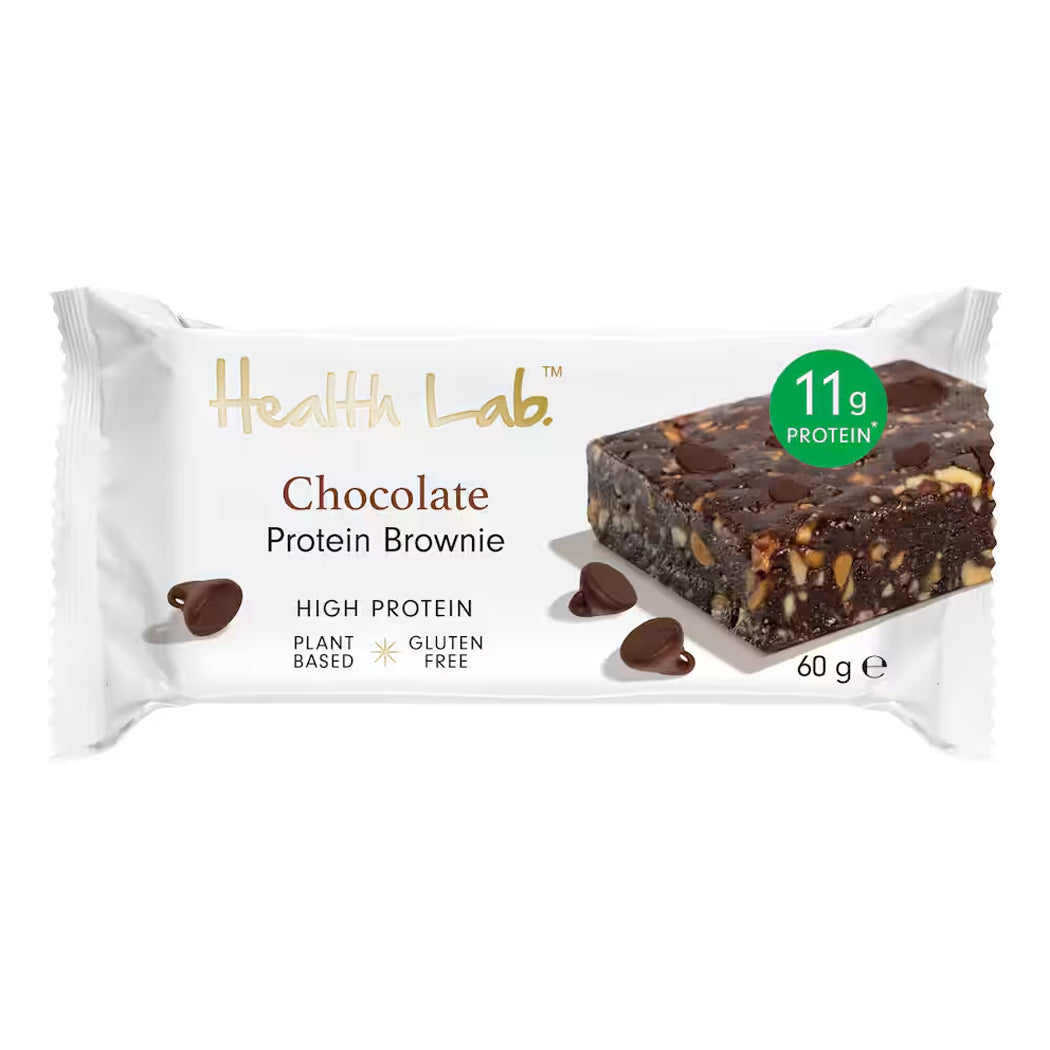 Health Lab Chocolate Protein Brownie packaging on a white background