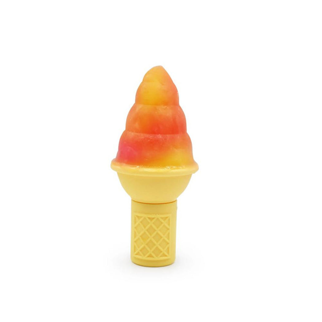 Toy ice cream cone with colorful top on a white background