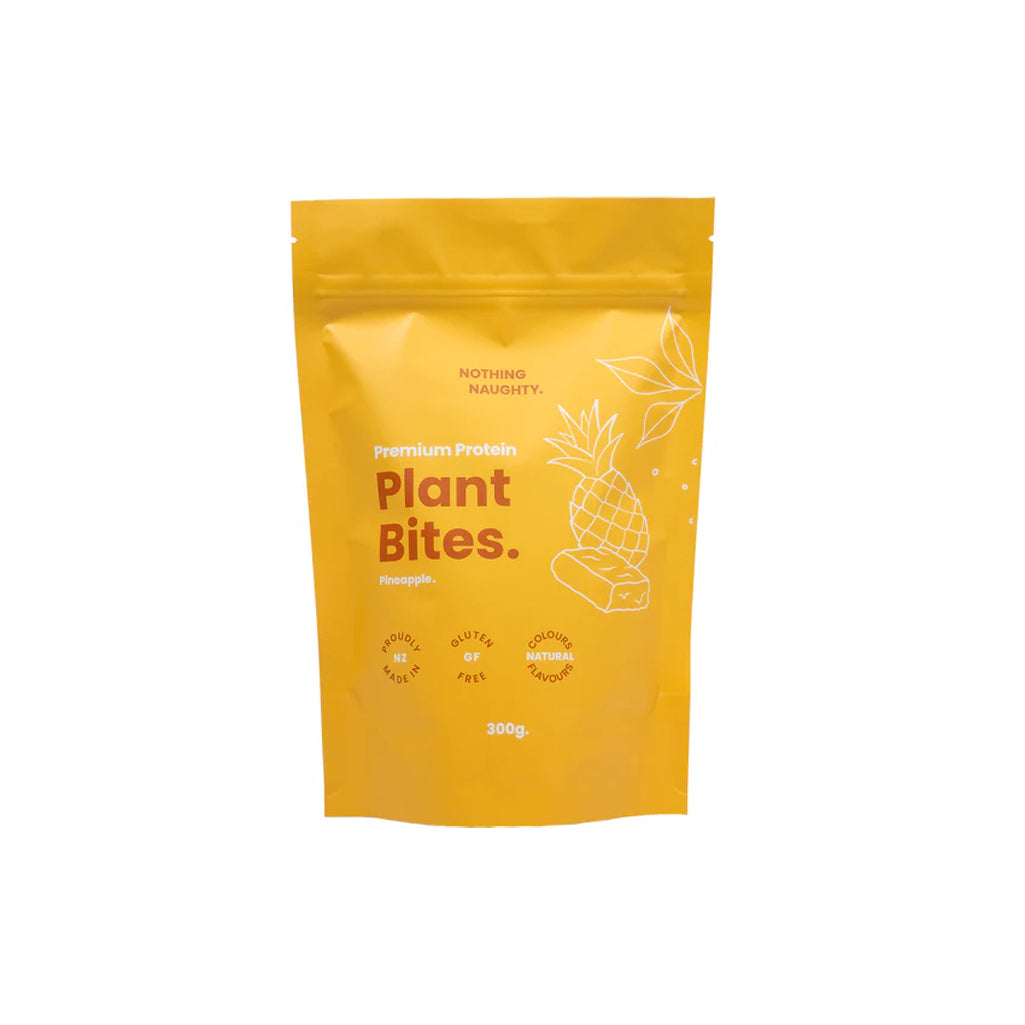 Yellow package of Plant Bites protein bars on a white background