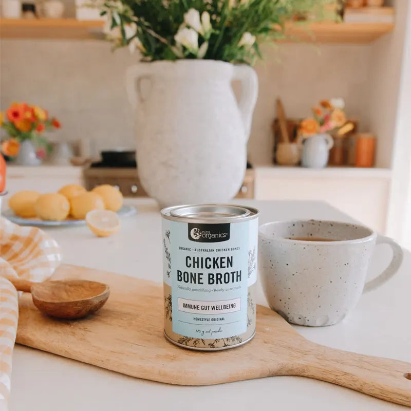 Nutra Organics, Chicken Bone Broth, Homestyle Original (GF/DF), 125g - Healthy Snacks NZ