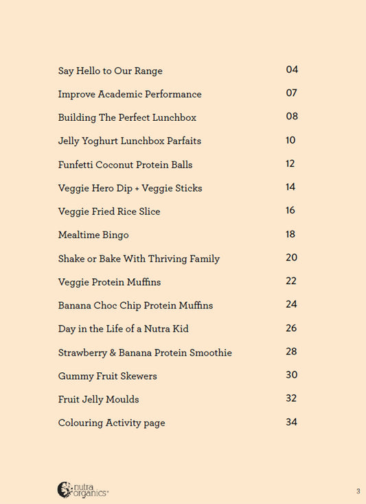 Nutra Organics, Kids Nutrition Recipe Booklet - Healthy Snacks NZ