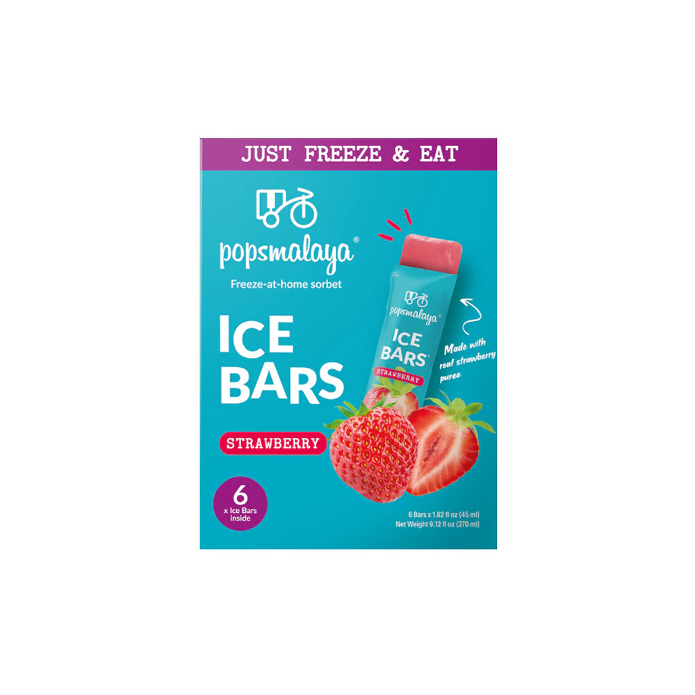Popsmalaya strawberry ice bars packaging on a white background