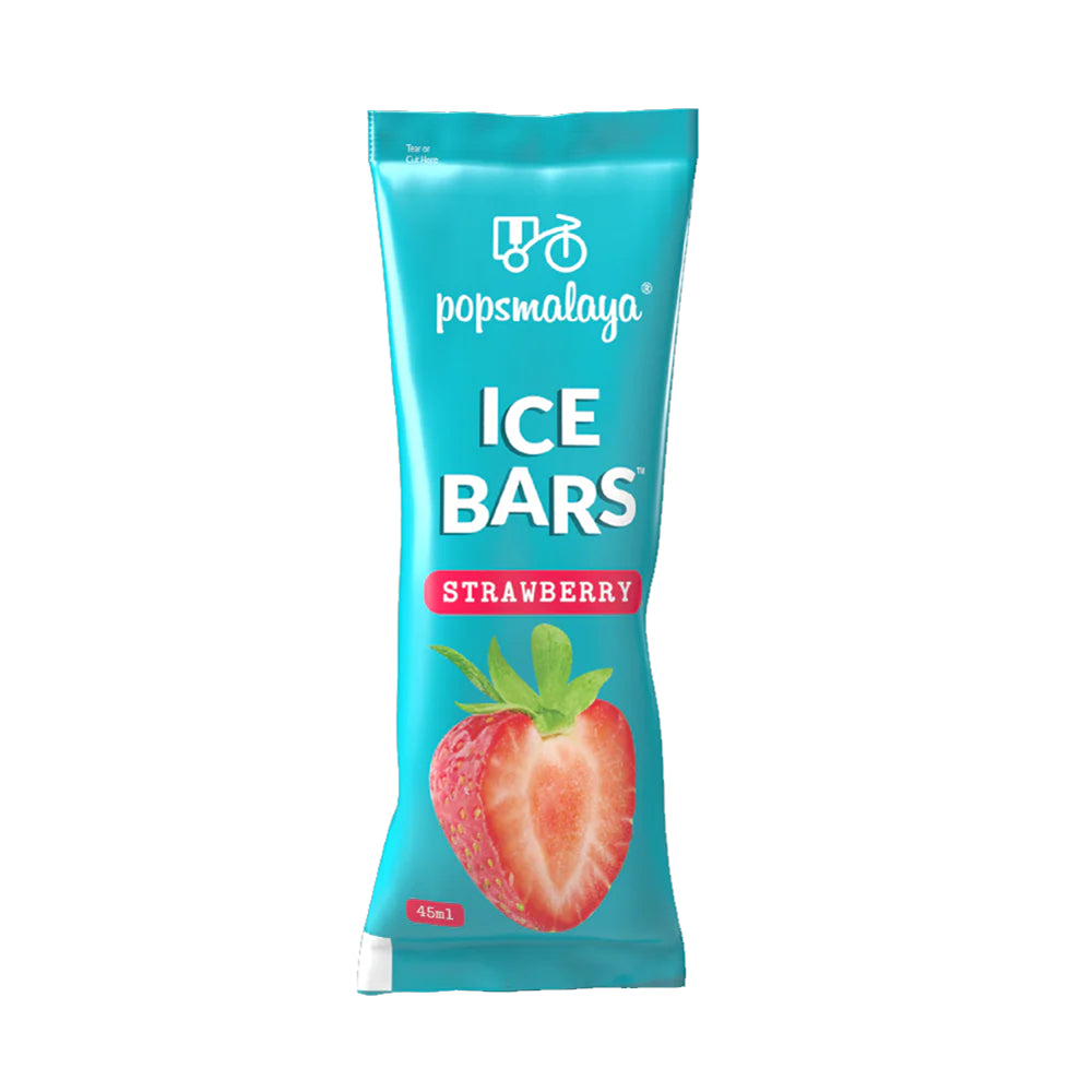 Popsmalaya strawberry ice bar packaging on a white background