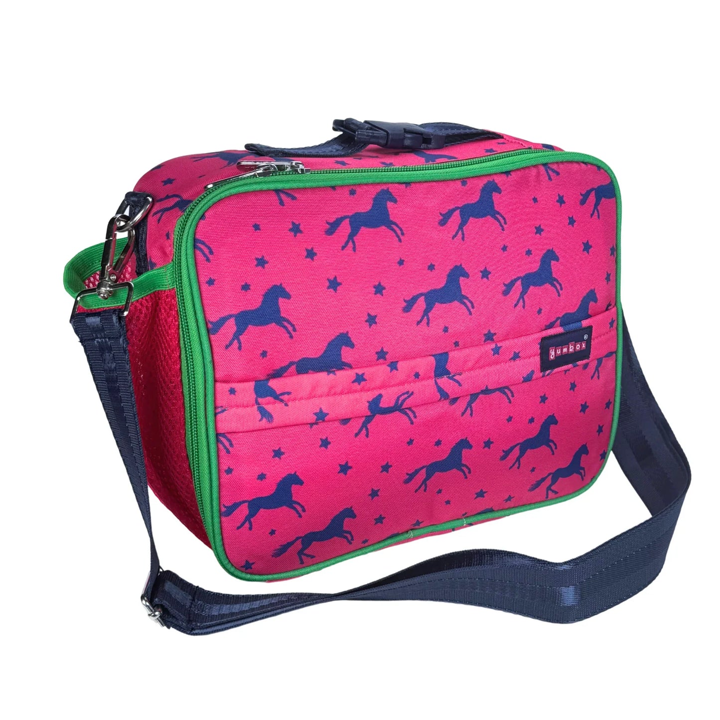 Pink bag with horse pattern on a white background