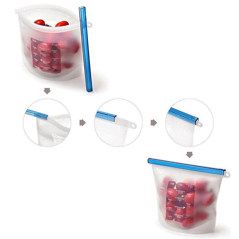 (3pc) Silicone Food Bags, Multiple Sizes