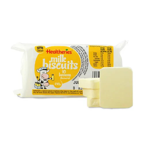 Healtheries Milk Biscuits, Banana, 210g - Healthy Snacks nZ