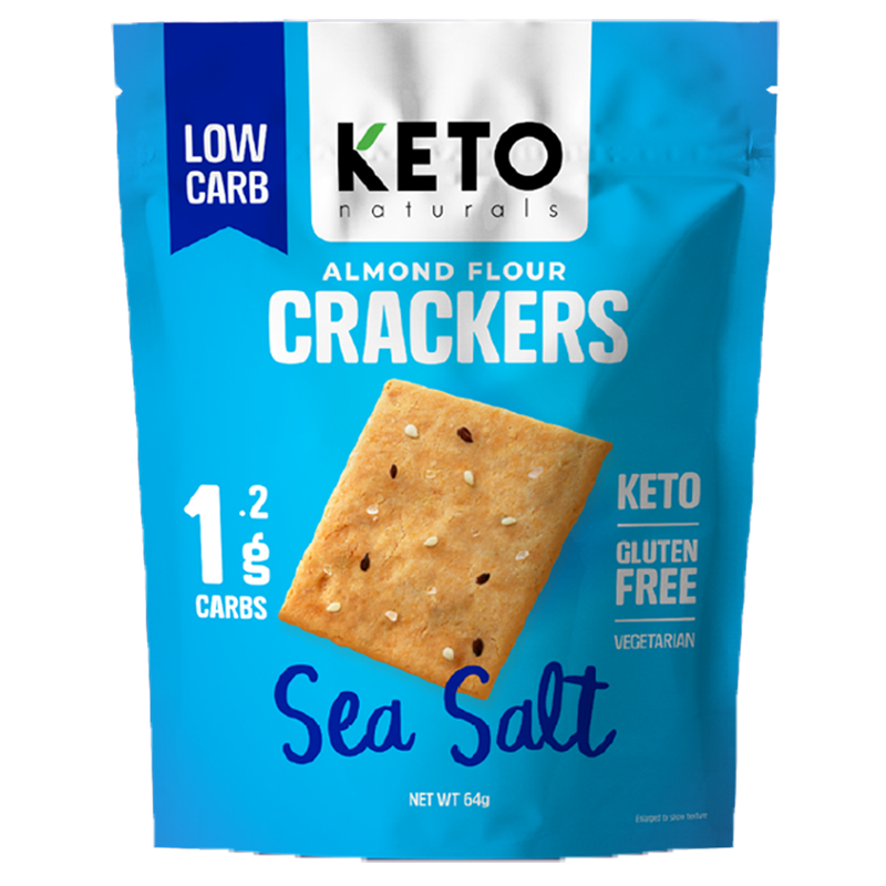 KETO Almond Flour Crackers, Sea Salt, 64g - Healthy Snacks NZ