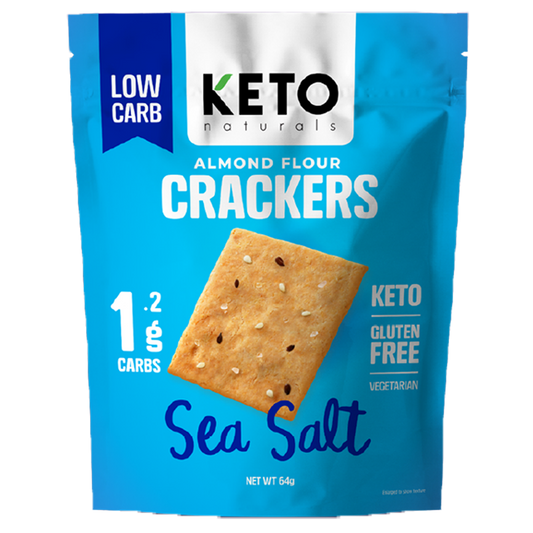 KETO Almond Flour Crackers, Sea Salt, 64g - Healthy Snacks NZ
