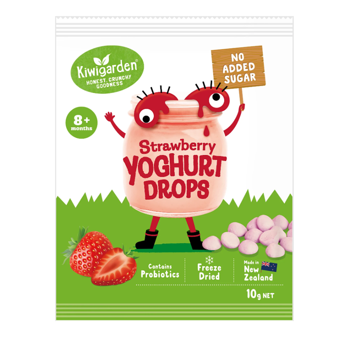 Kiwigarden, No Added Sugar Yoghurt Drops (GF), Strawberry, 10g - Healthy Snacks NZ