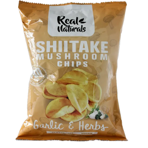 Real Naturals, Shiitake Mushroom Chips, Garlic & Herb - Healthy Snacks NZ