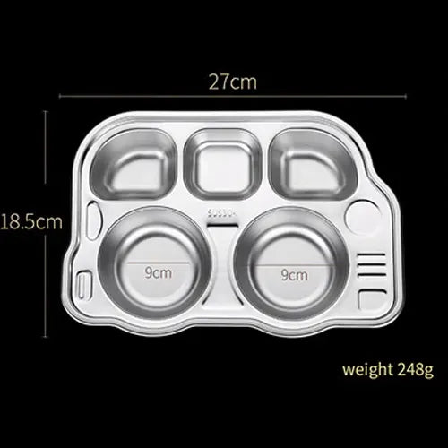 Stainless Steel Kids Divided Plate - Bus - Healthy Snacks NZ - Fast Shipping