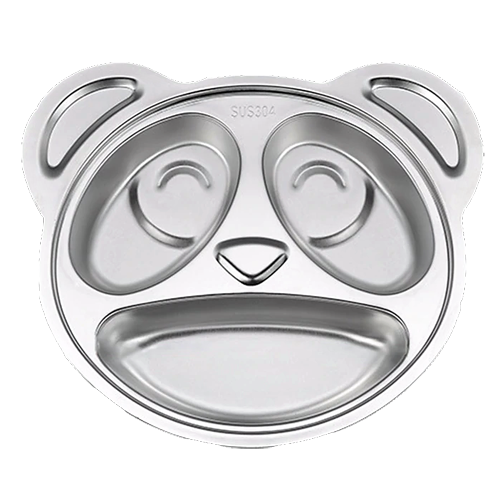 Stainless Steel Kids Divided Plate - Panda - Healthy Snacks NZ - Shop Online