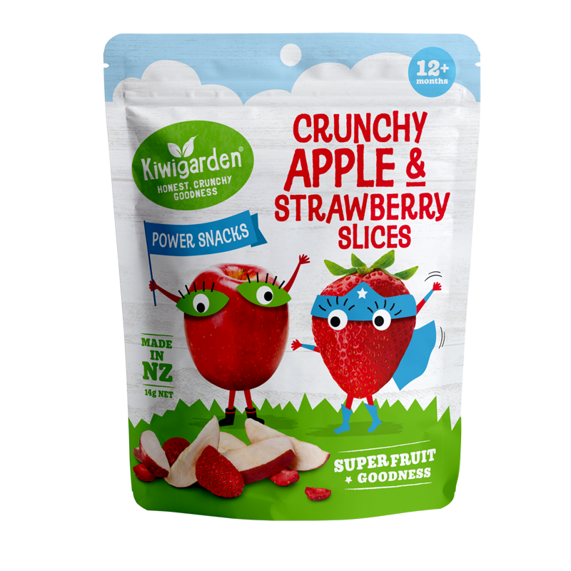 Kiwigarden, Apple & Strawberry Slices. Freeze-dried, Yummy Kids Snack NZ.