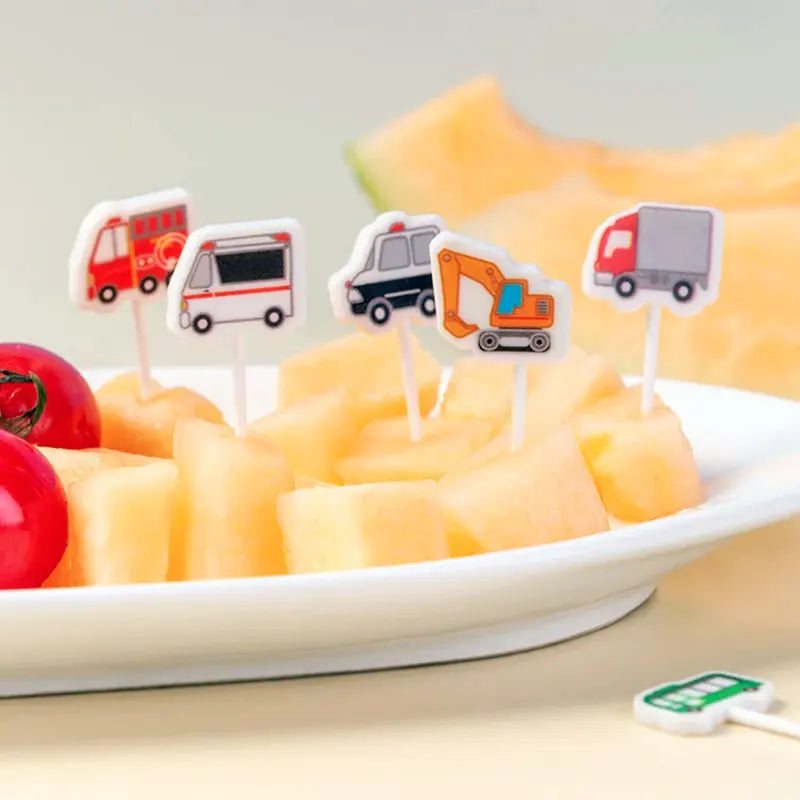 (6pc) Food Picks, Vehicles - Healthy Snacks NZ