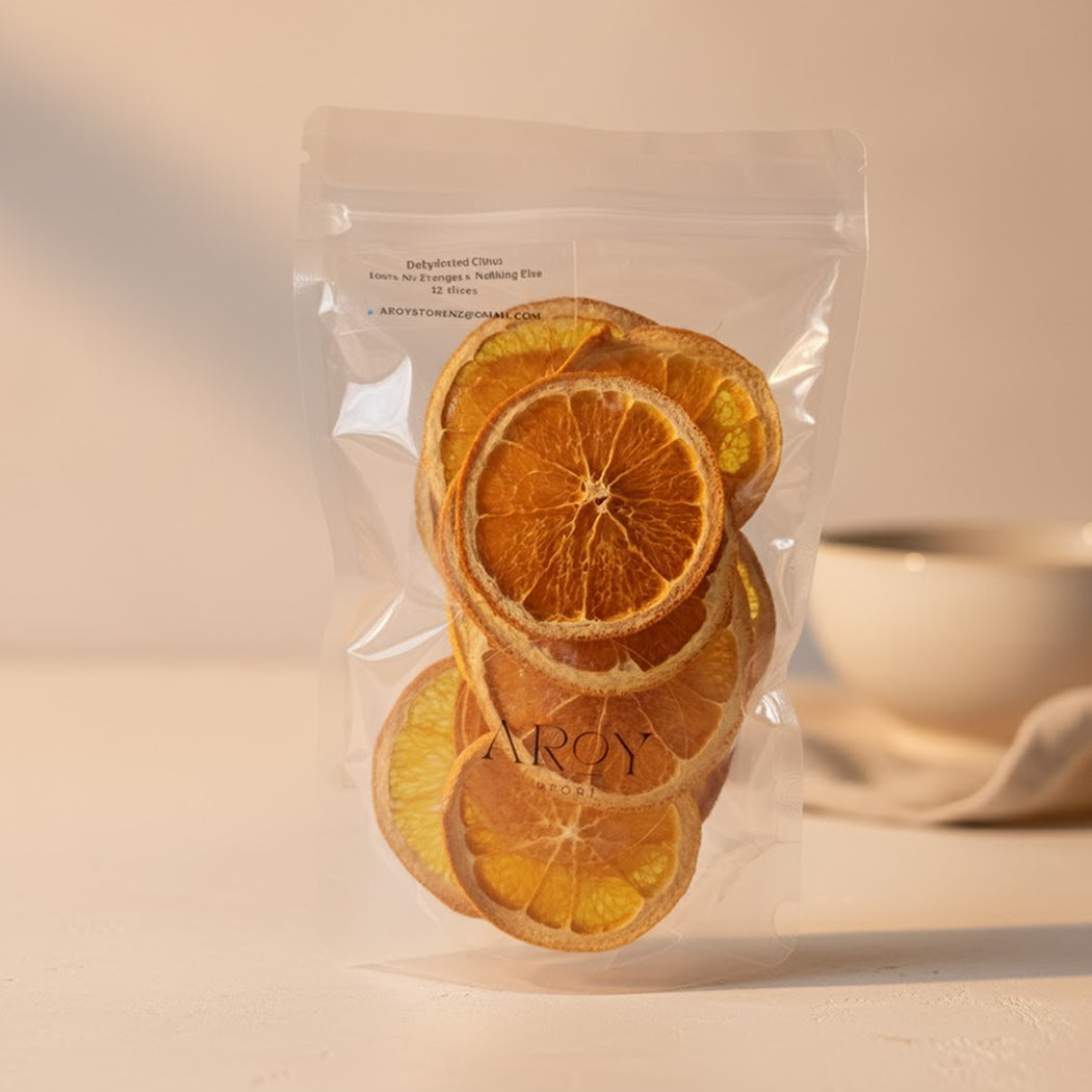 One package of dried orange slices with visible brand name on a white background