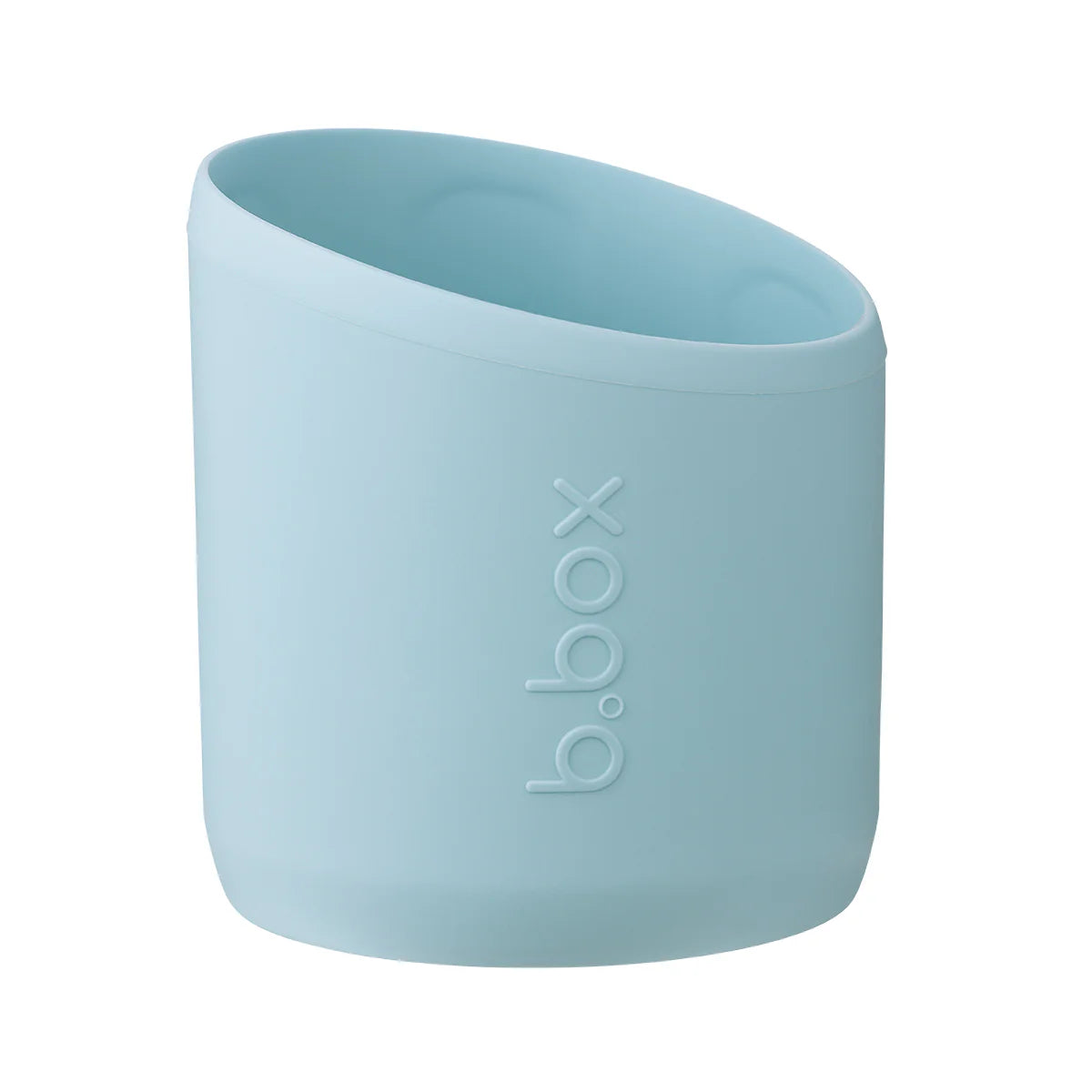Light blue silicone cup with 'b.box' branding on a white background