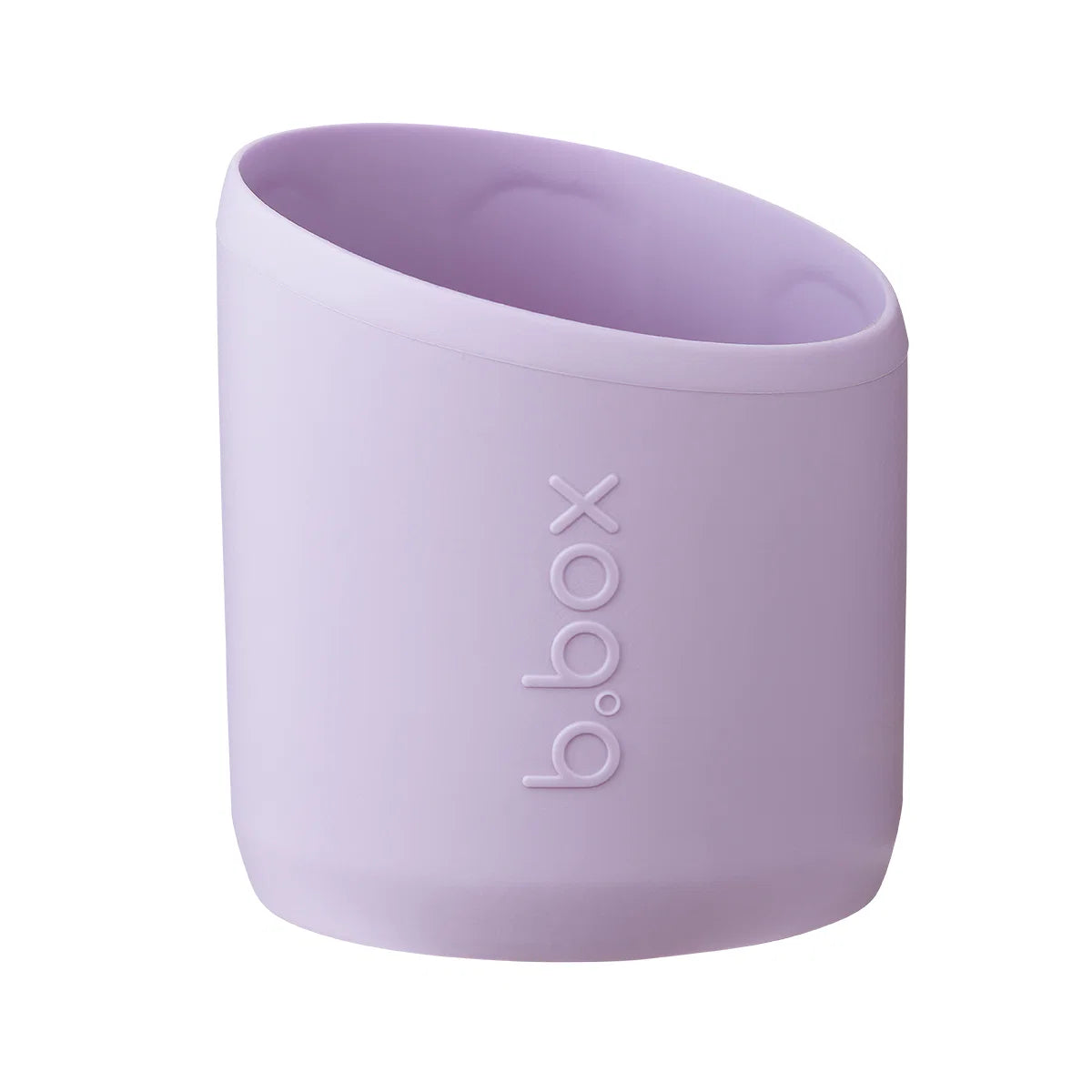 Purple silicone cup with 'b.box' branding on a white background