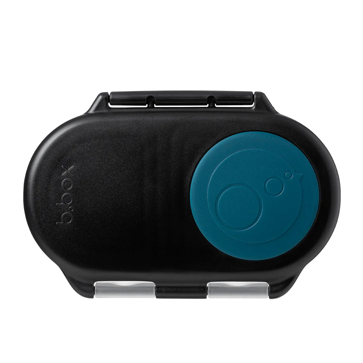 Black and blue device with a brand logo on a white background