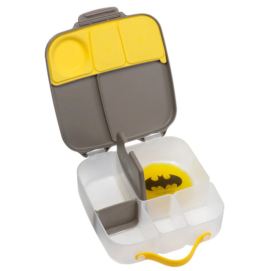 Portable toilet with yellow and gray design on a white background
