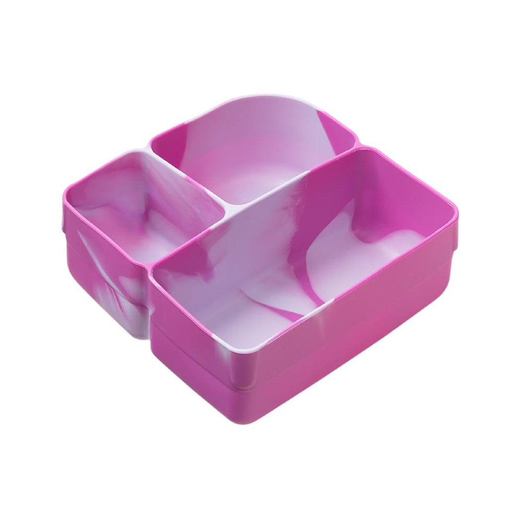 Pink compartmentalized container on a white background