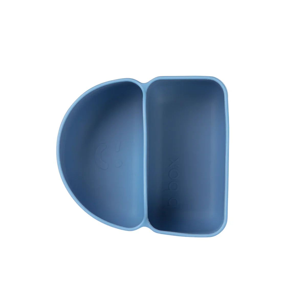 Blue silicone food container on a white background