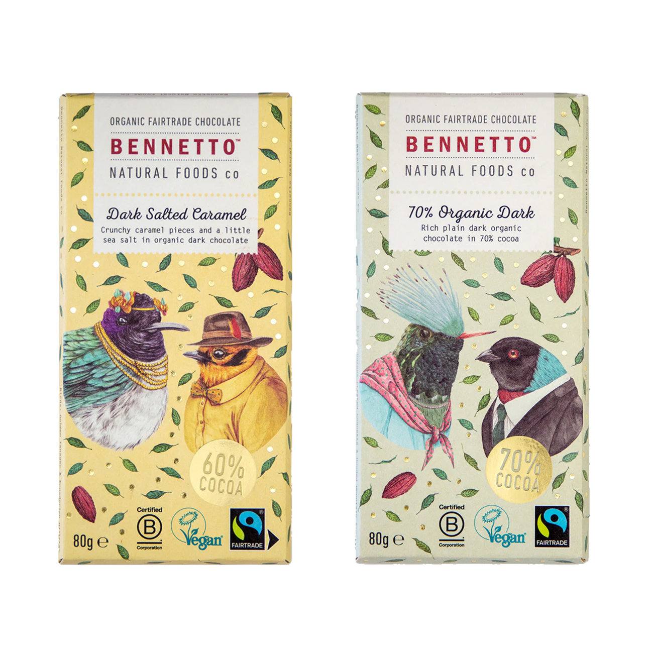 Bennetto, Organic Dark Chocolate, 80g - Healthy Snacks NZ