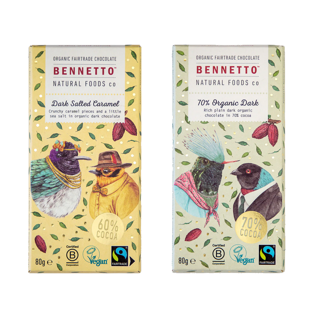 Bennetto, Organic Dark Chocolate, 80g - Healthy Snacks NZ