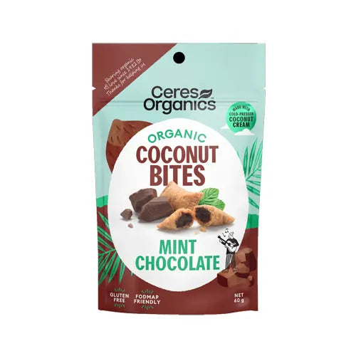 Ceres Organics, Chocolate Filled Coconut Bites (GF/DF), 60g - Healthy Snacks NZ