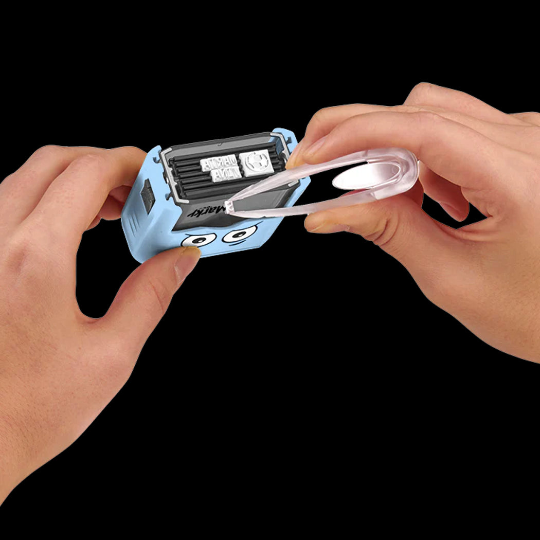 Person using a digital multimeter on a black background