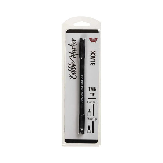 Black edible ink marker with packaging on a white background
