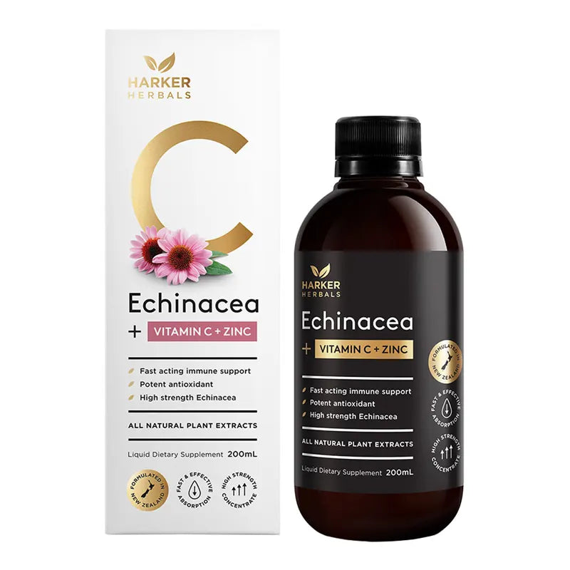 Harker Herbals Echinacea + Vitamin C + Zink, 200ml - Healthy Snacks NZ