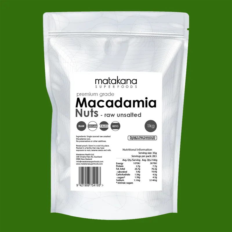 Premium Grade Macadamia Nuts, Raw Unsalted, Single Sourced, 1kg - Healthy Snacks NZ