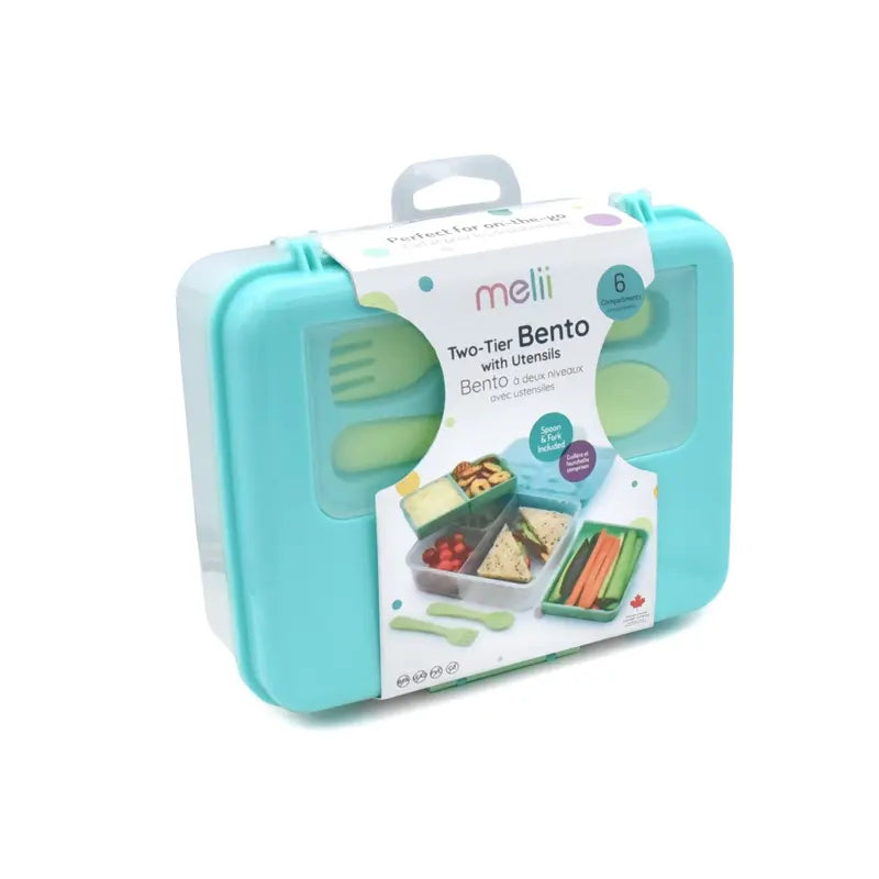 Melii 2-Tier Bento Box with Utensils - Healthy Snacks NZ