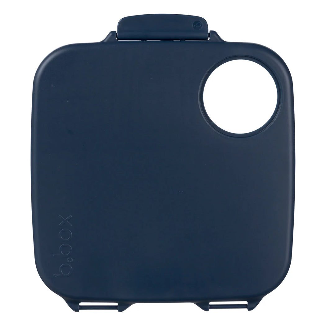 Navy blue container with a circular opening on a white background