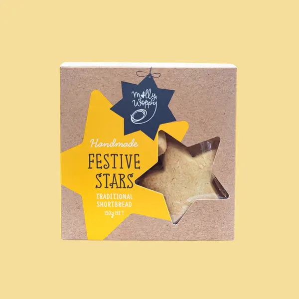 Molly Woppy, Christmas Shortbread Festive Stars, 130g - Healthy Snacks NZ