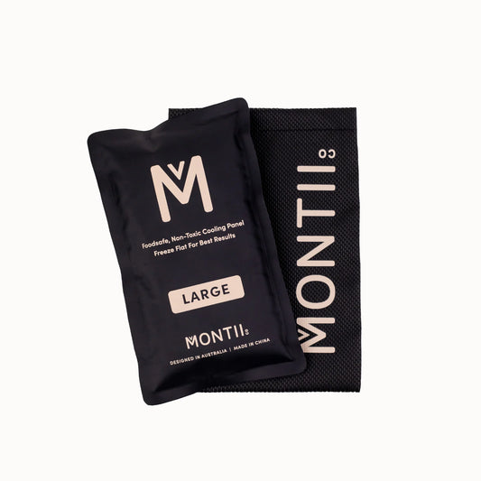 Black packaging of MontiiCo with brand logo and text on a white background