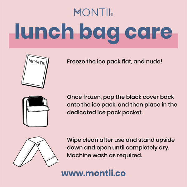 MontiiCo Large Insulated Lunch Bag + Ice Pack - Healthy Snacks NZ