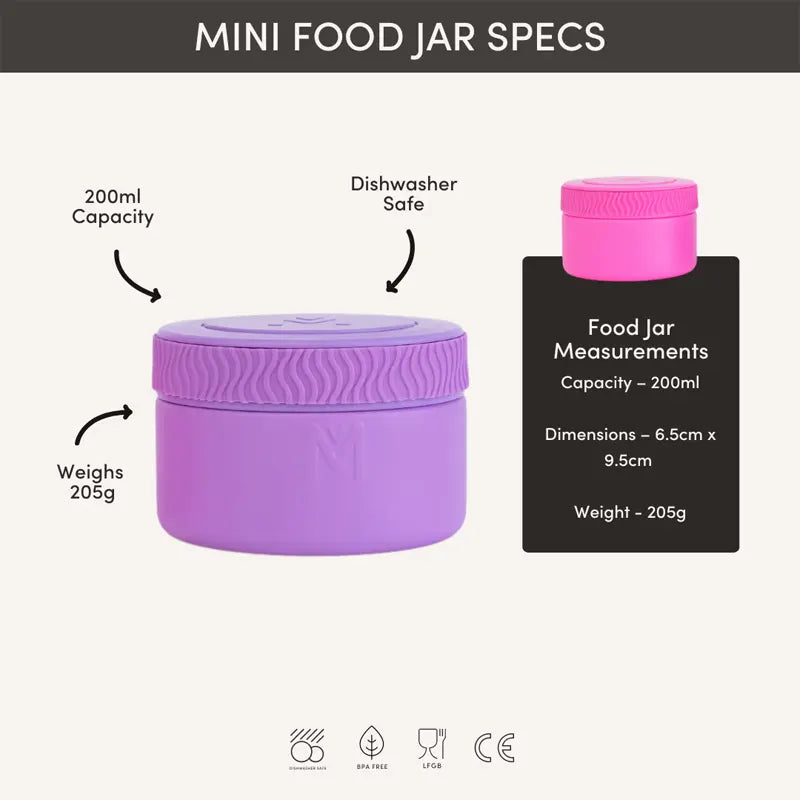 Montii Insulated Mini Food Jar, 200ml - Healthy Snacks NZ