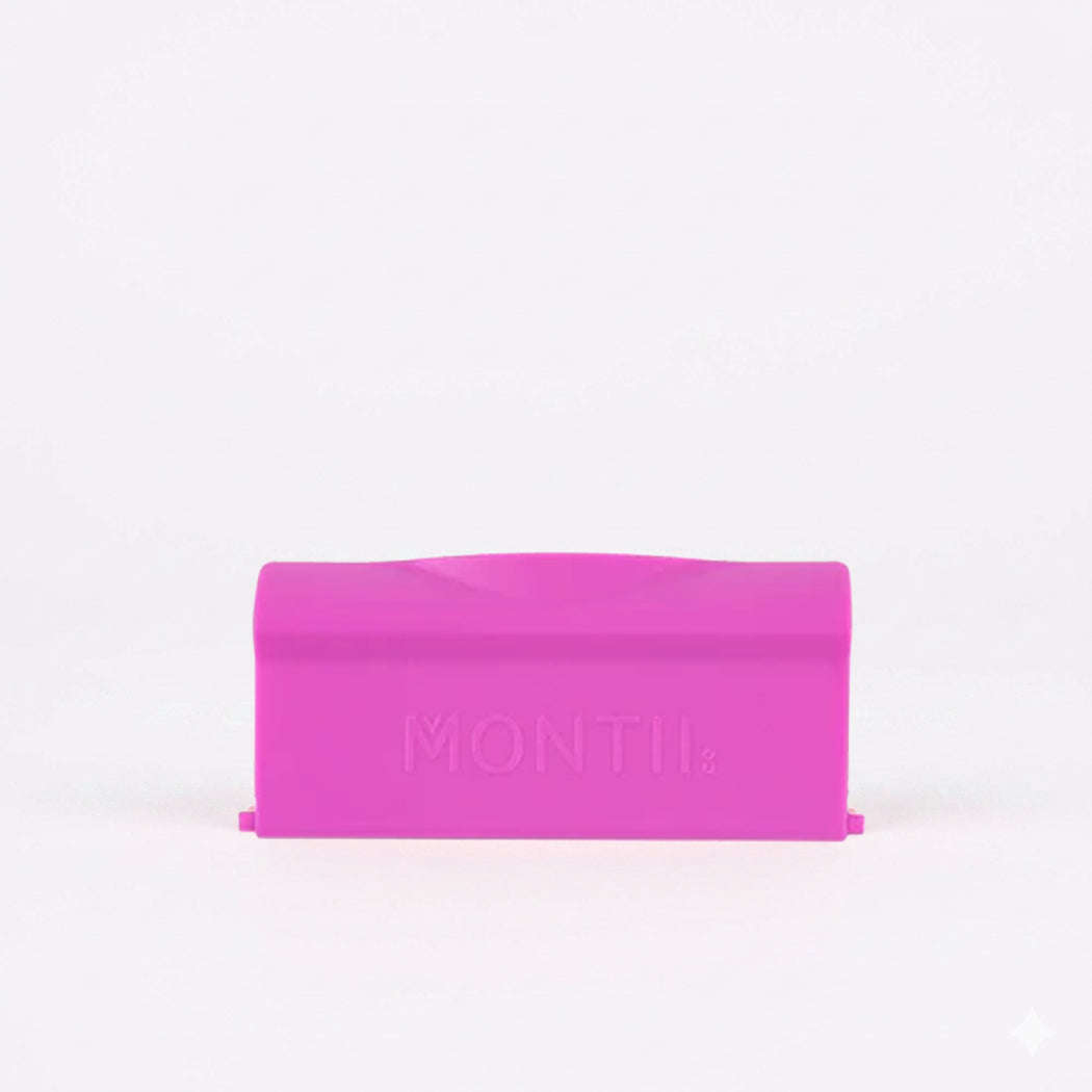 Pink silicone sleeve with 'MONTII' branding on a white background