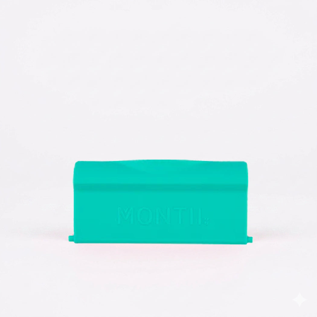 Turquoise rectangular latch on a white background