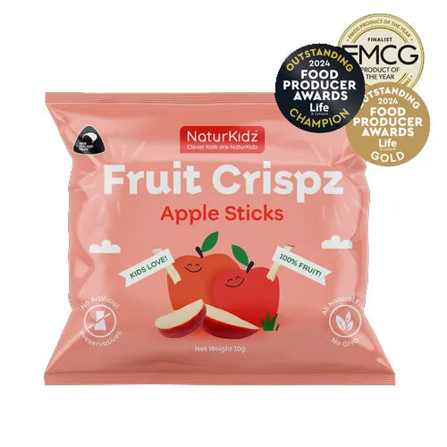 NaturKidz, Fruit Crisps, Apple Sticks (GF/DF), 10g - Healthy Snacks NZ