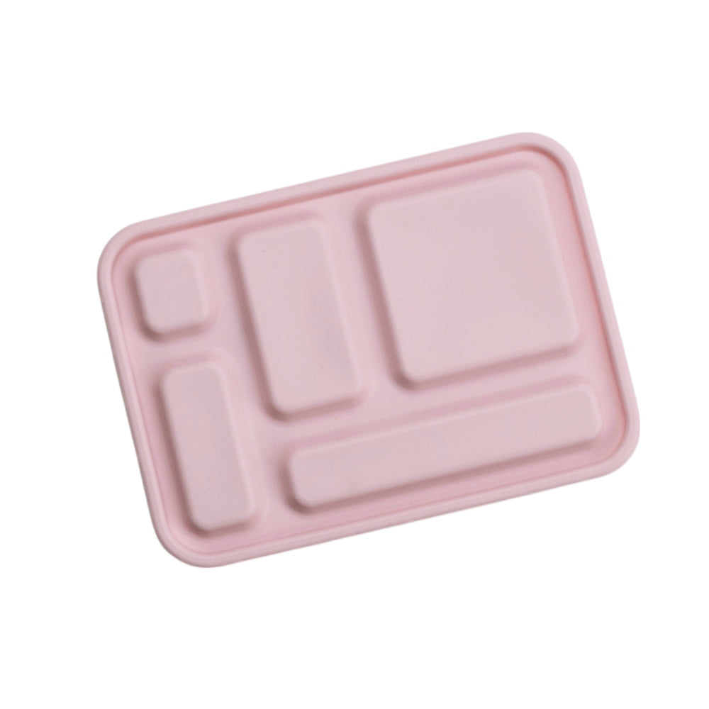Pink tray with compartments on a white background